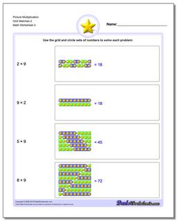 Picture Multiplication Worksheet Grid Matches 2