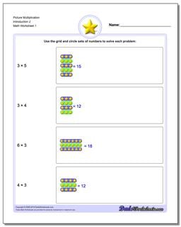 Picture Math Multiplication Worksheet Introduction 2