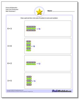 Picture Math Multiplication Worksheet Draw Grid