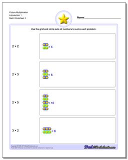 Picture Multiplication Worksheet Introduction 1