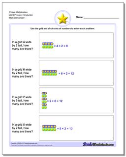 Picture Math Multiplication Worksheet Word Problem Introduction