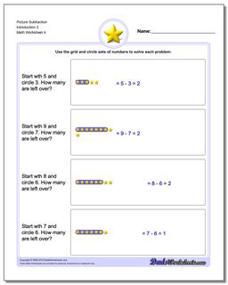 Picture Subtraction Worksheet Introduction 2