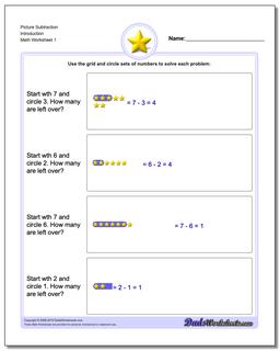 Picture Math Subtraction Worksheet Introduction