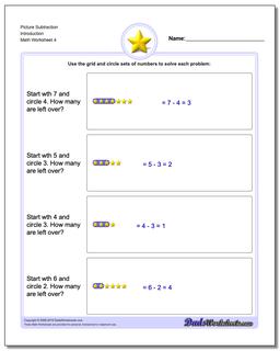 Picture Subtraction Worksheet Introduction