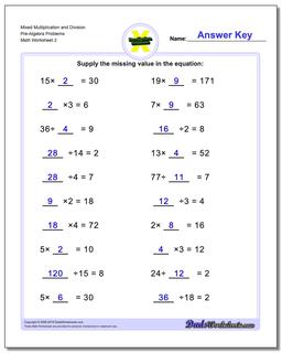 Mixed Multiplication Worksheet and Division Worksheet Pre-Algebra Problems Worksheet /worksheets/pre-algebra.html