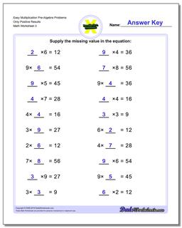 Easy Multiplication Worksheet Pre-Algebra Problems Worksheet Only Positive Results