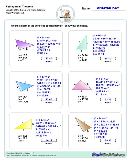 Pythagorean Theorem Visual Model Worksheets
