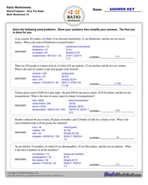 Ratio Worksheets