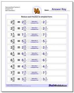 Reducing Mixed Fraction Worksheets 4 Simplest Form Worksheet /worksheets/reducing-fractions.html