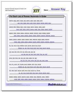 Roman Numerals Sequence Order to 50 /worksheets/roman-numerals.html Worksheet