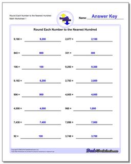 Round Each Number to the Nearest Hundred Rounding Numbers Worksheet