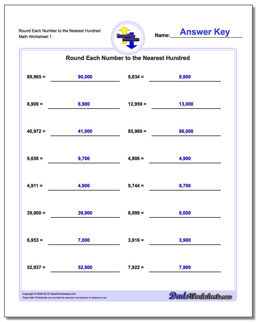 rounding worksheets with carrying