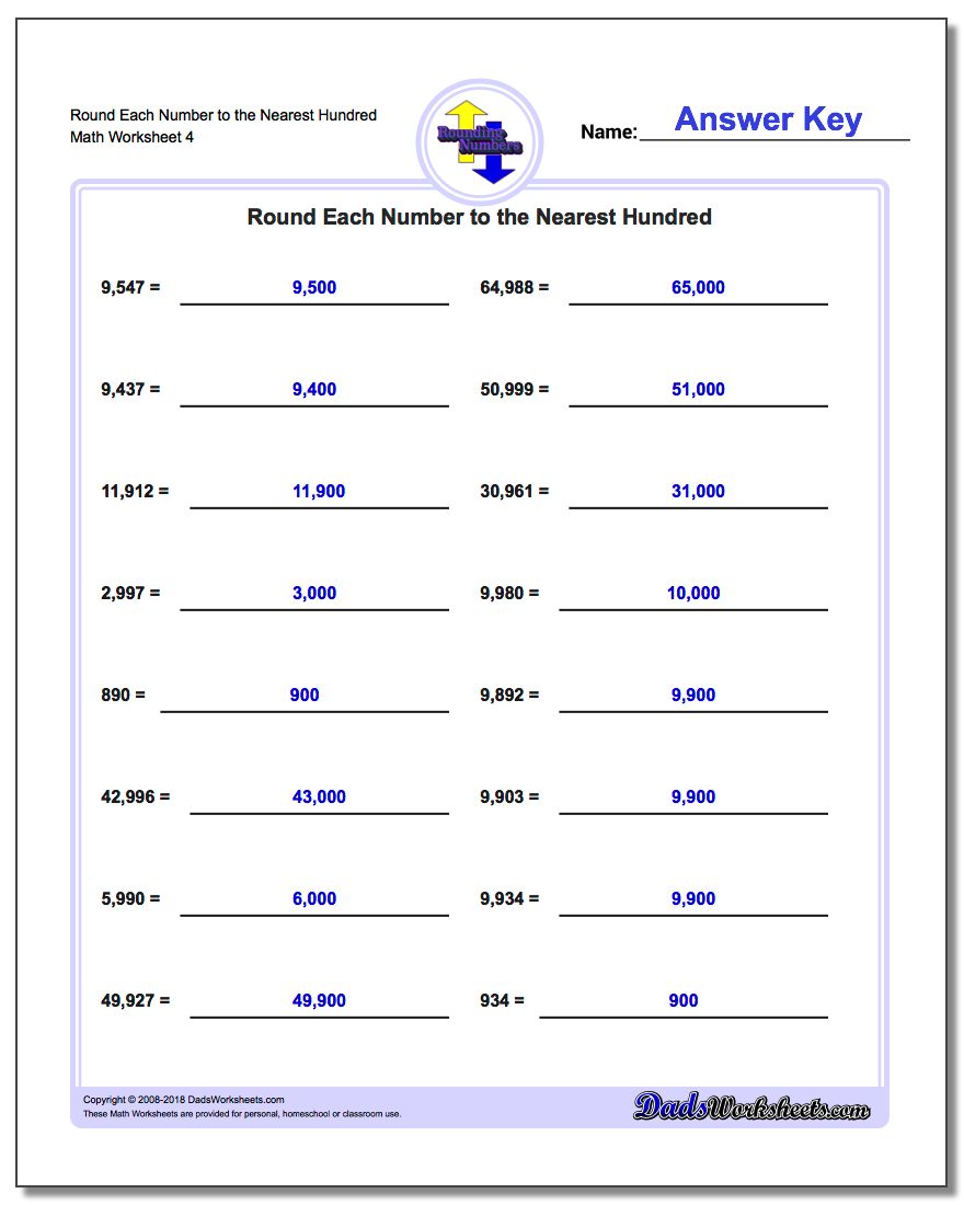 Rounding Worksheets with Carrying