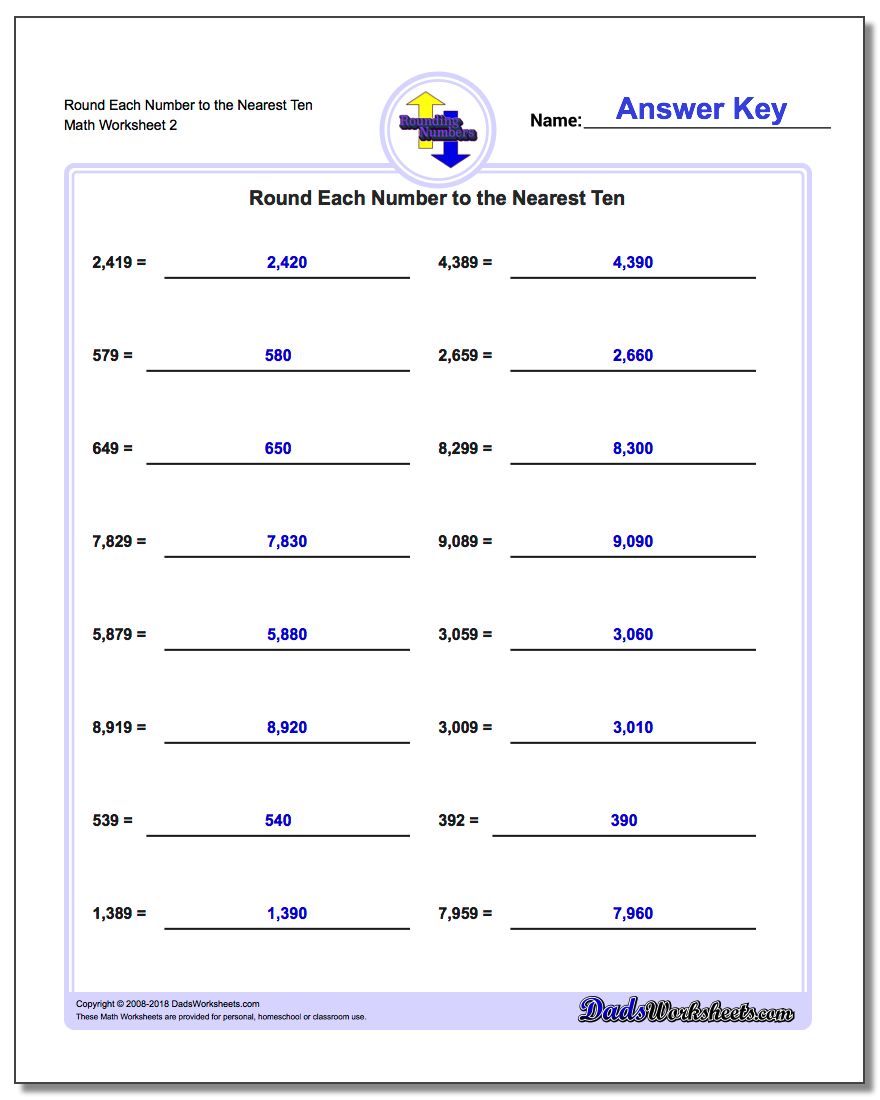 rounding worksheets with carrying