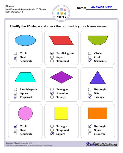 Shapes, Colors, and Sizes Spelling Quiz Worksheet for 1st - 2nd