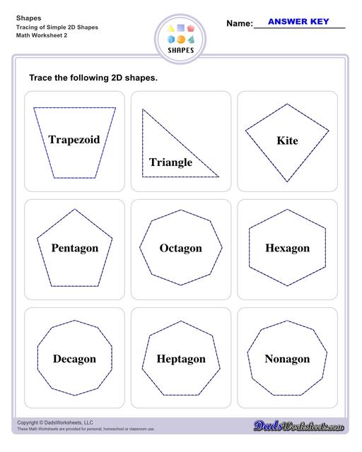 2D Shapes Quiz Worksheet for 4th - 6th Grade