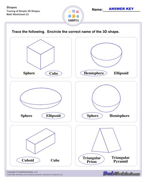 3d shapes names worksheet