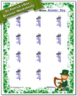 St. Patrick's Day Division Worksheet