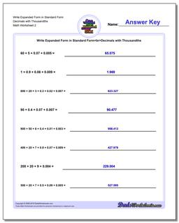 Write Expanded Form Worksheet in Standard Form Decimals with Thousandths /worksheets/standard-expanded-and-word-form.html