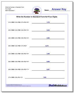 Standard, Expanded and Word Form Worksheet Write the Number in Four Digits