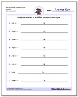 Standard, Expanded and Word Form Worksheet Write the Number in Two Digits