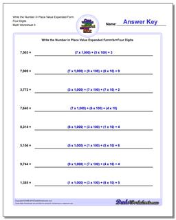 Write the Number in Place Value Expanded Form Worksheet Four Digits