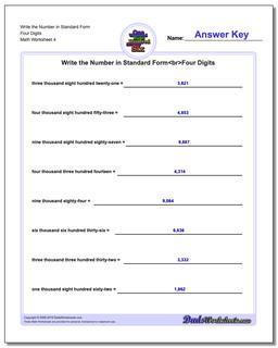 Write the Number in Standard Form Worksheet Four Digits