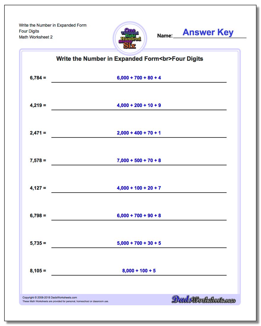 write numbers in expanded form