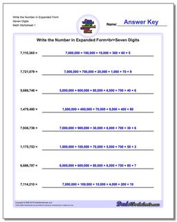 Standard, Expanded and Word Form Worksheet Write the Number in Seven Digits