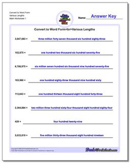 Standard, Expanded and Word Form Worksheet Convert to Various Lengths
