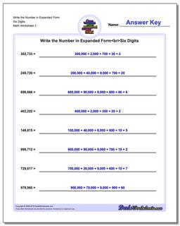 Write the Number in Expanded Form Worksheet Six Digits