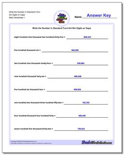 Standard, Expanded and Word Form Worksheet Write the Number in Six Digits w/ Gaps