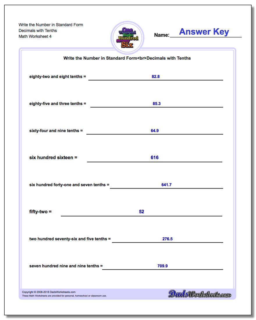 write word from in standard form