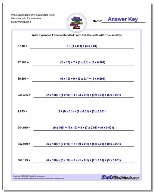 Standard, Expanded and Word Form: Write Numbers in Expanded Place Value ...