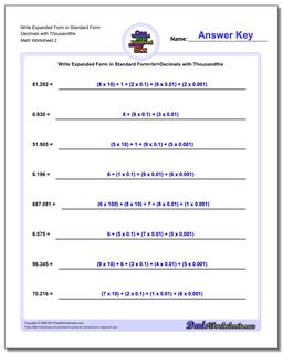 Write Expanded Form Worksheet in Standard Form Decimals with Thousandths /worksheets/standard-expanded-and-word-form.html
