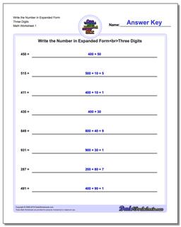 Standard, Expanded and Word Form Worksheet Write the Number in Three Digits