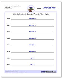 Write the Number in Expanded Form Worksheet Three Digits