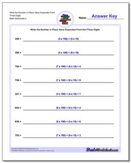 Write the Number in Place Value Expanded Form Worksheet Three Digits /worksheets/standard-expanded-and-word-form.html
