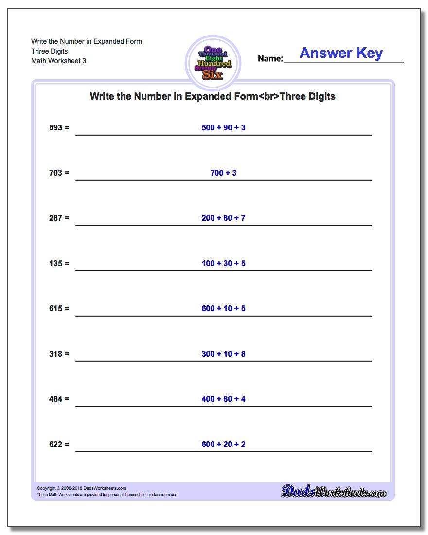 Write Numbers In Expanded Form