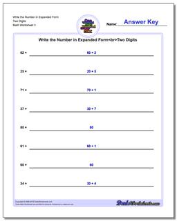 Write the Number in Expanded Form Worksheet Two Digits