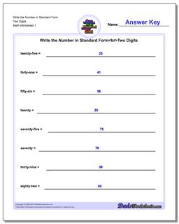 Standard, Expanded and Word Form Worksheet Write the Number in Two Digits