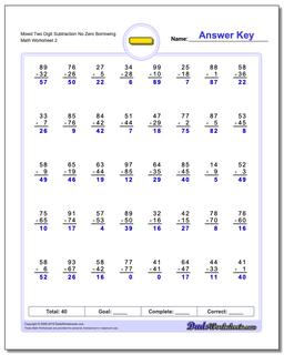 Mixed Two Digit Subtraction Worksheet No Zero Borrowing /worksheets/subtraction.html