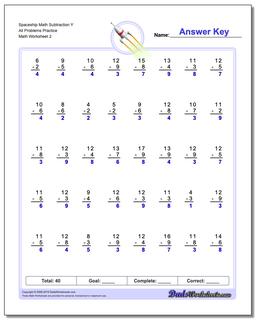 Spaceship Math Subtraction Worksheet Y All Problems Worksheet Practice /worksheets/subtraction.html