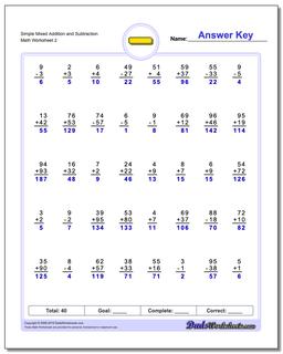 Simple Mixed Addition Worksheet and Subtraction Worksheet /worksheets/subtraction.html