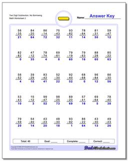 Two Digit Subtraction Worksheet, No Borrowing /worksheets/subtraction.html