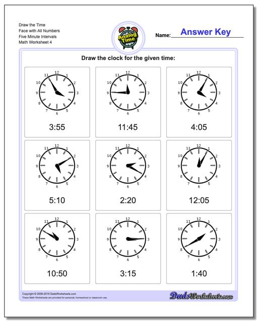 Telling Analog Time: Five Minute Intervals