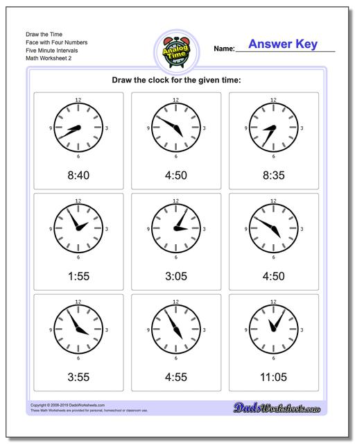 Telling Analog Time: Five Minute Intervals