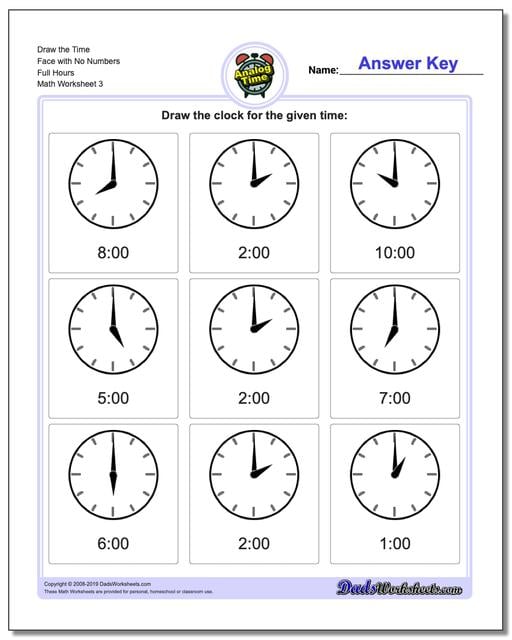 Telling Analog Time: Full Hours