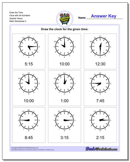 Telling Analog Time: Quarter Hours