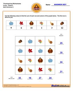 Thanksgiving Math Worksheets